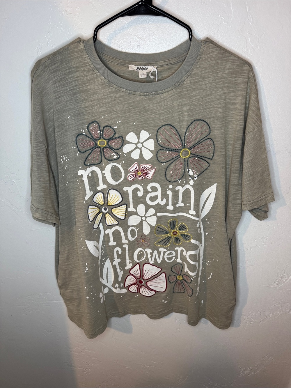 Blue Velvet sage green no rain no flowers tee S
